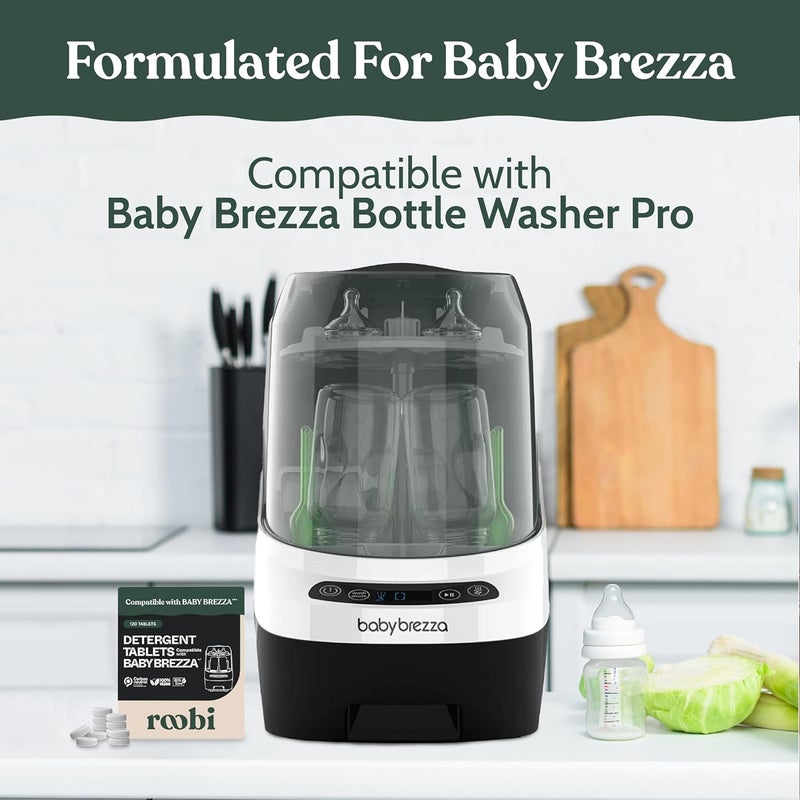Roobi Detergent Tablets Compatible with Baby Brezza Bottle Washer Pro. Removes Milk Residue & Odor, Hypoallergenic Carbon Neutral Formula. 120 Count. - Image 2